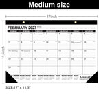 Desk Calendar 2026-2027 - 19 Months Academic Calendar 17" × 11.5" Desktop Calendar from Jun. 2026 to Dec. 2027 with Julian Date for Home School Office Desk Top Organizing