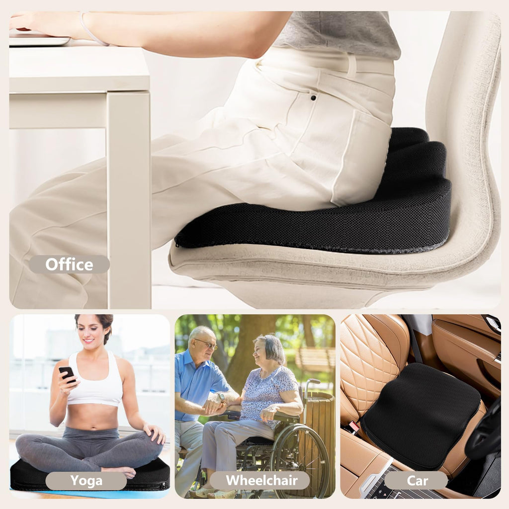 Gel Seat Cushion for Office Chair 3.54in Thick Ergonomic Gel Chair Cushion Seat Pad for Long Sitting Relieve Sciatica Back,Pressure Sore Ulcer Pain,Seat Cushion for Wheelchair Office Chairs Car Seats