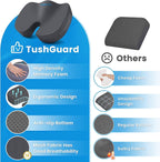 TushGuard Seat Cushion for Office Chair Memory Foam Non-Slip Cushion Back, Relief Chair Pad, Butt Pillow for Office, Car, Computer Desk, Grey, X-Large