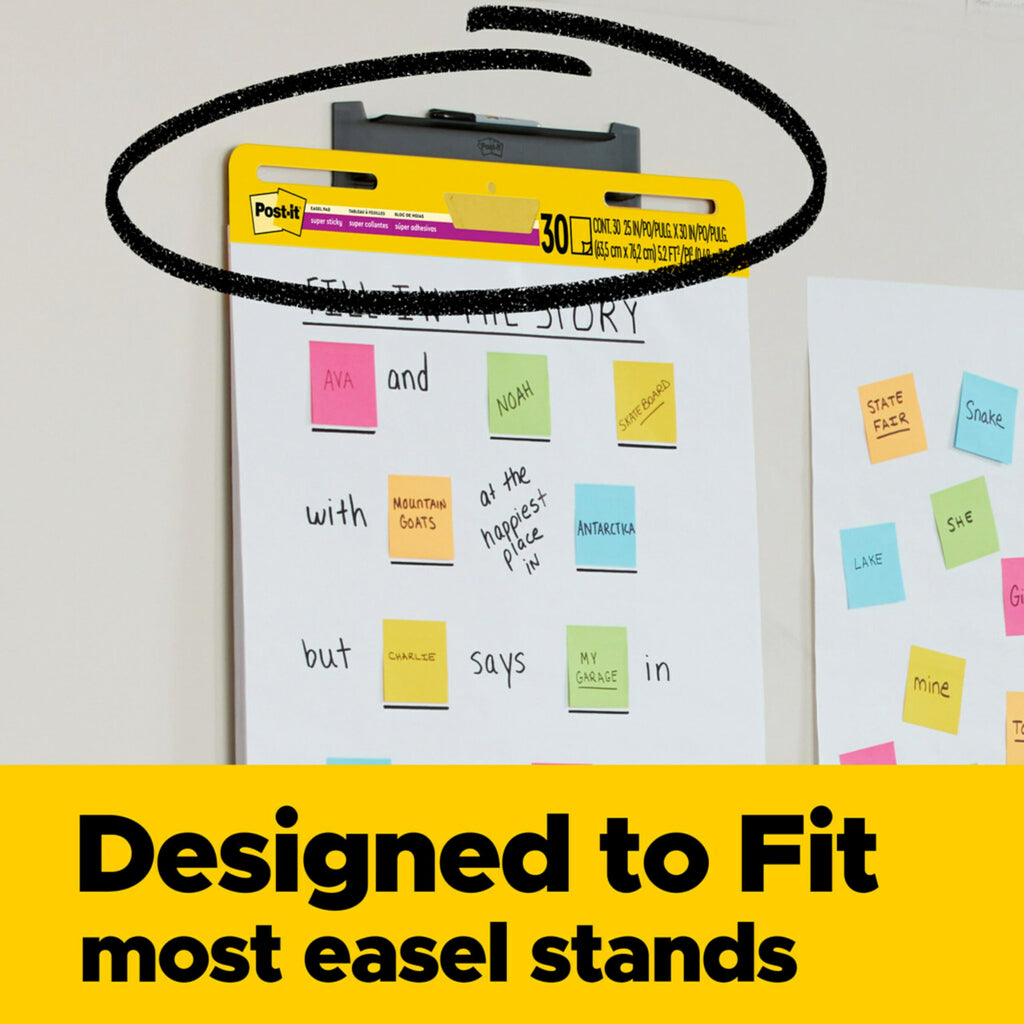 Post-it Super Sticky Easel Pad, 25 x 30 Inches, 30 Sheets Per Pad, 36 Pads, Large, White, Premium Self Stick Flip Chart Paper, Anchor Chart, Office Supplies & School Supplies, Great for Teachers and Students