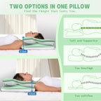 Cervical Pillow for Neck Pain Relief, Ergonomic Pillow for Side Sleeping, Orthopedic Pillow for Back & Stomach Sleepers, Cooling Memory Foam Neck Pillows for Shoulder Pain for Deep Sleep (Green)