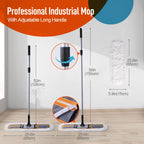 CLEANHOME 24" Commercial Dust Mop for Floor Cleaning, Heavy Duty Floor Mop with 2 Microfiber Mop Pads Wet and Dry Flat Mop, Commercial Cleaning Tools for Marble, Laminate, Hardwood Floor Sweeping,Grey