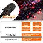Upgraded 82FT 200 LED Red Christmas Lights Outdoor & Indoor, Memory Function & Timer & 8 Modes, Extendable Green Wire Waterproof Lights for Christmas Tree Party Wedding Home Garden Decorations (Red)
