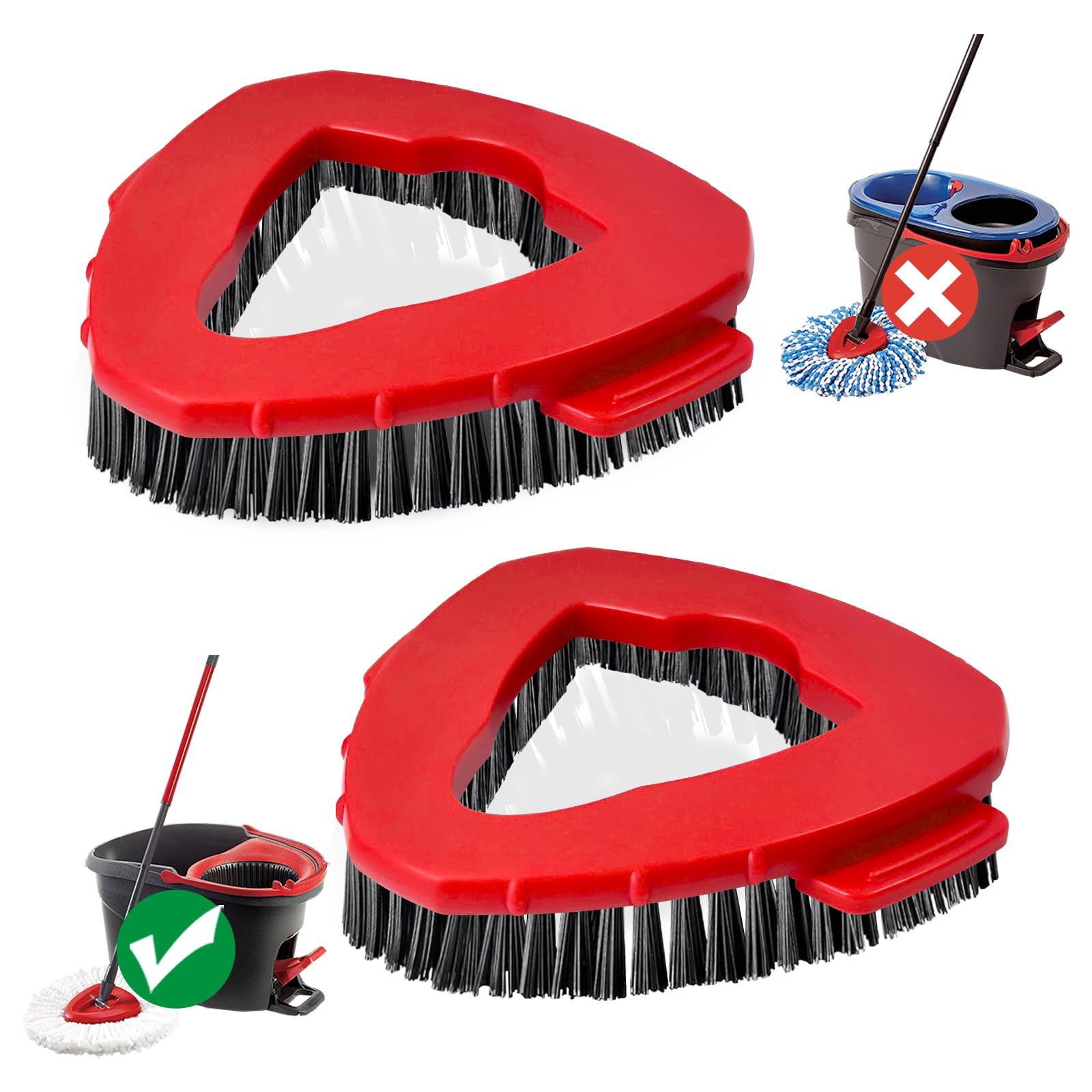Scrub Brush, 2 Pcs Spin Mop Scrub Brush Head Compatible for O Cedar EasyWring 1-Tank System, Hard Bristle Cleaning Brush for Bathroom, Kitchen, Tub and Tile