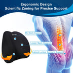 QUTOOL Lumbar Support Pillow for Office Chair, Memory Foam Low Back Support,Back Pain Relief, Ergonomic Large Back Cushion for Desk Chair,Gaming Chair,Adjustable Strap and Washable Cover