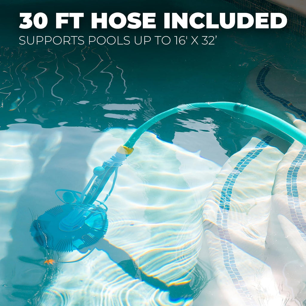 XtremepowerUS Automatic Pool Cleaner Sweeper Vacuum Pool Cleaner Sweep High Flow Side Suction Wall Climb In-Ground/Above Ground Swimming Pool with Hose Suction Set (Blue)