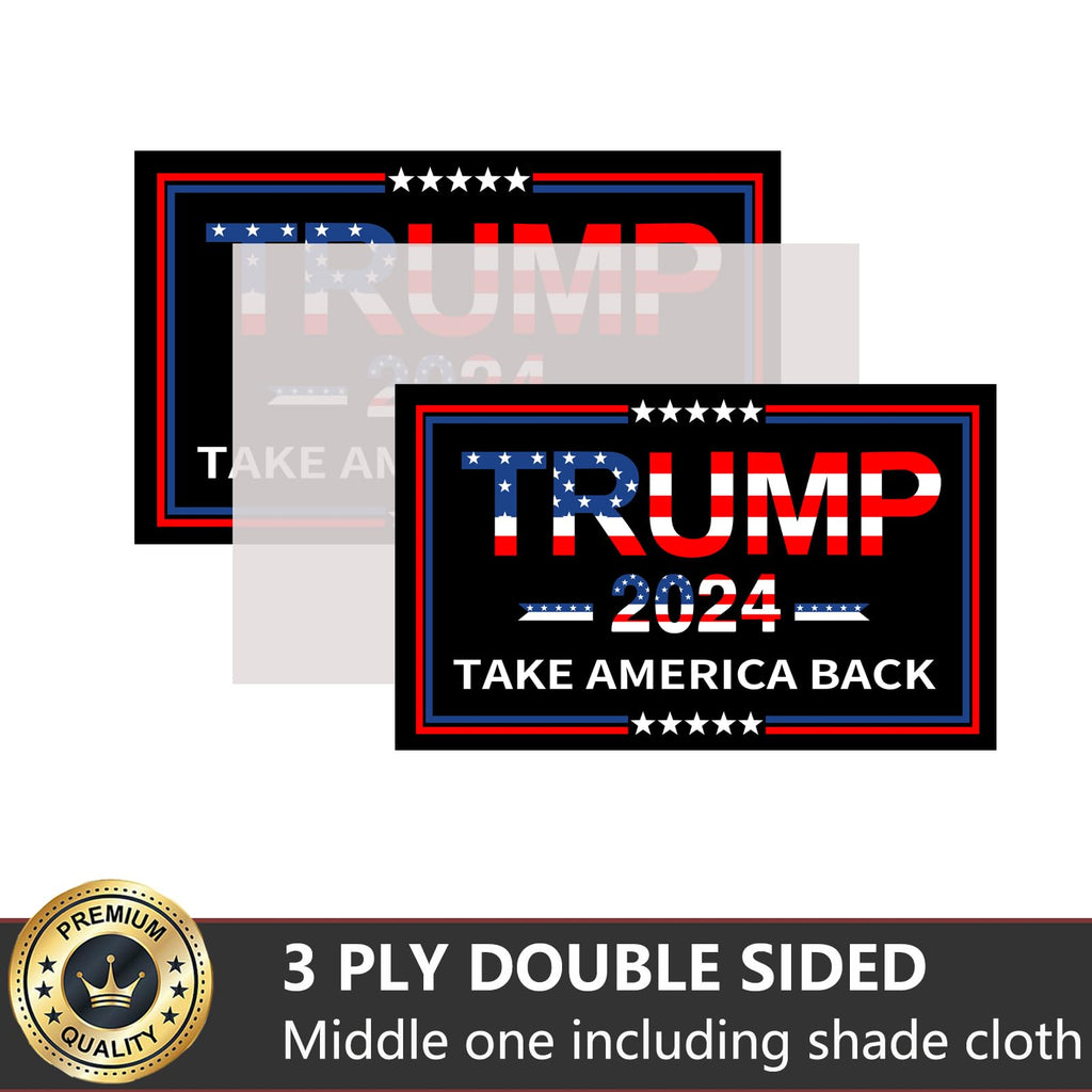 Trump 2024 Flags 3x5 Outdoor Made in USA- Double Sided 3 Ply Heavy Duty Black Take America Back Trump Flags Banner for Outside with 2 Brass Grommets Fade Resistant for Indoor Outdoor