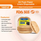 360 Pcs Air Fryer Liners Disposable, 8" Square Air Fryer Paper Liners, Unbleached Parchment Paper for Air Fryer Basket, Non-Stick & Leakproof Baking Liner for Microwave Oven Pan