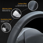 Uxcer Carbon Fiber Leather Steering Wheel Cover for Tesla Model 3/Y 2016-2025 2026 Juniper/Highland, Non-Slip Breathable Steering Wheel Protector for Tesla Model 3/Y Accessories 2026