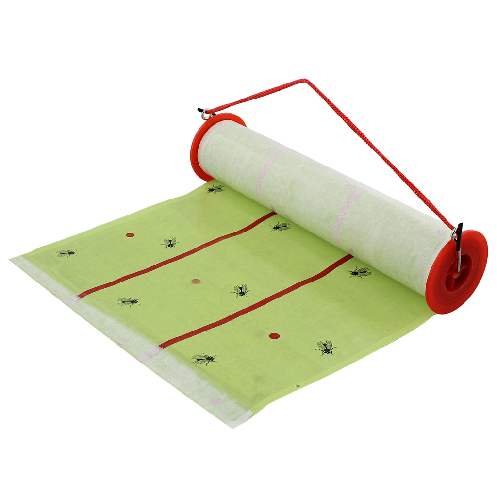 Ruralty Fly Tape Trap - 30ft Horizontal or Vertical Hanging Adhesive Indoor and Outdoor 2 Pack Insect Fly Trap Ribbon Roll