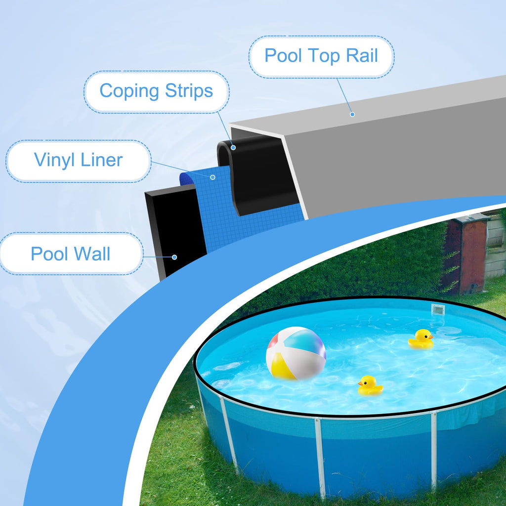 Niuyhe Coping Strips for Overlap Above Ground Pool Liners, Swimming Pool Plastic Liner Clips Replacement Patch Kit for 24ft Round, 15 X 30ft Oval and 16 X 24ft Oval (Qty 61, 15.74 inches Long)