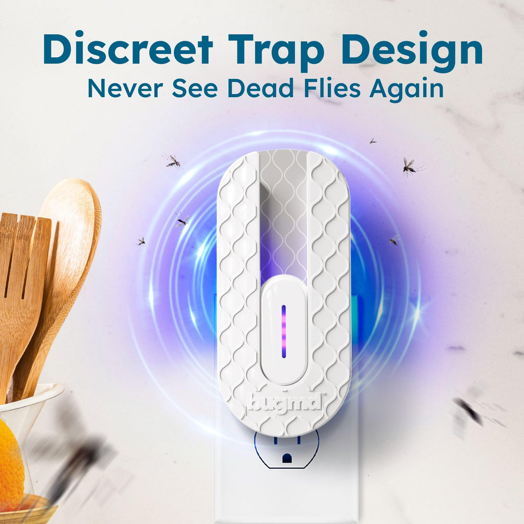 BugMD No Buzz Zone Fruit Fly Traps for Indoors with Honey Scent Bait & UV Light – Gnat Traps for House Indoor, Plug in Fly Trap Indoor, Bug Zapper Alternative, Mosquito Trap for Home