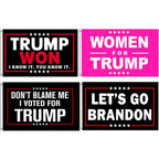 Trump 2024 Flag 4 PACKS - Take America Back Flag, TRUMP WON Flag，WOMEN FOR TRUMP Flag 3x5FT, .Perfect for Re-Elect Trump outdoor indoor (TRUMP WON - 4 PCS)