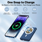 Yiisonger Magnetic Wireless Power Bank - 10000mAh Mag-Safe Portable Charger 22.5W PD Fast Charging with Built-in Cables LED Display, Magnetic Battery Pack for iPhone 16/15/14/13/12/Pro/Mini/Pro Max