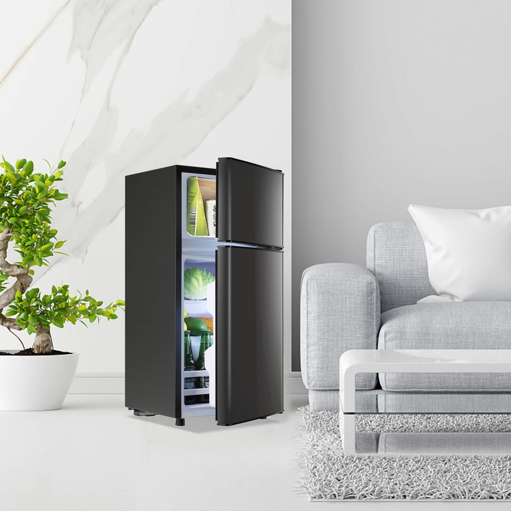 DEMULLER 2.4 Cu.Ft Small Refrigerator with Freezer Dorm Mini Fridge with Removable Plastic Shelves Mini Refrigerator Ideal for Home, Office,Dormitory Gray