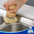 MR.SIGA Bamboo Palm Brush, Scrub Brush for Dishes Pots Pans Kitchen Sink Cleaning, Pack of 2
