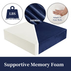 HOMBYS Memory Foam Recliner Cushion for Elderly, 4" Thickness Seat Cushion with Lumbar Support Pillow, Non-Slip & Supportive Chair Seat Cushion with Backrest, (Sapphire Blue, 13" Backrest)