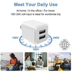 USB Wall Charger, Dual Port Cube Power Adapter Charger Plug Block Charging Box, Dual Port Wall Charging Adapter, Compatible for i Phone 14 13 12 11，Milky White (3-Pack)