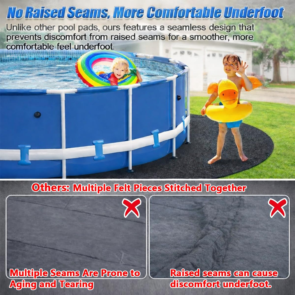 Abimars Pool Liner Pad for Above Ground Pools, 18 FT Round Extra-Thick Pool Mat, Seamless Comfort Underfoot, Puncture-Resistant Industrial-Grade Black Synthetic Fiber Pad