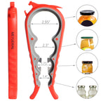 MEYUEWAL Jar Opener for Seniors with Arthritis, 6 In 1 Lid Opener Bottle Opener for Weak Hands, Easy Can Opener Manual, Heavy Duty & Smooth Edge, Jar Opener Gripper for Elderly Kitchen Home (Red)