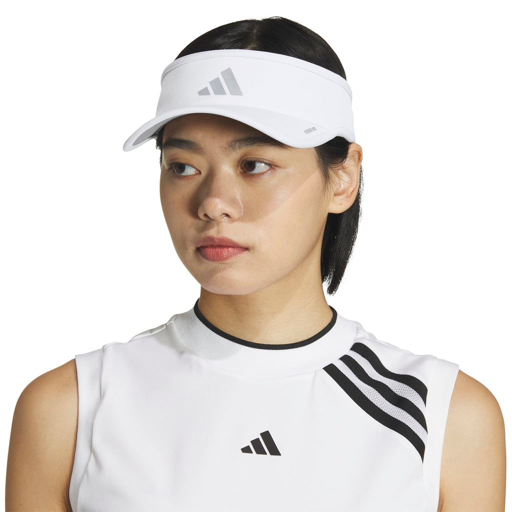 Women's Superlite Visor – Lightweight Moisture-Wicking Running Tennis Hat, White/Silver Metallic/3, OSFA