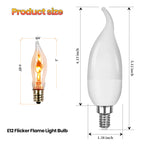 OHLGT Flicker Flame Light Bulb 12 Packs for Hallowwen Christmas Decorative 3 Watt, 120V, E12 Flame Candelabra Light Bulbs