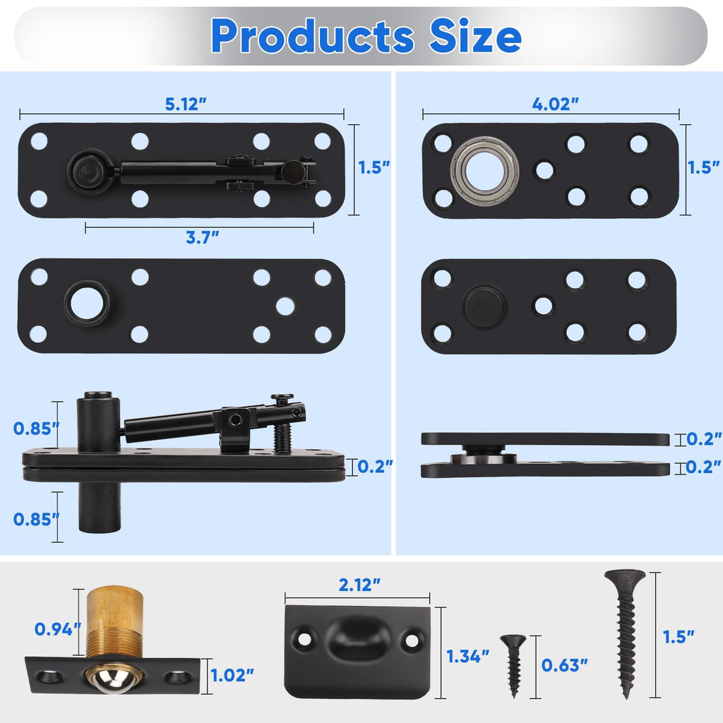 Hidden Door Hinge, Stainless Steel Pivot Hinge, Up to 570Lbs Load-Bearing, Hidden Door Bookcase Hinge, Heavy Duty Swinging Door Hinge 360° Rotation for Secret Door or Concealed Door