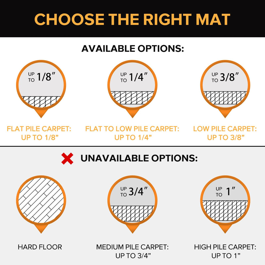 QQpony Office Chair Mat, 60" x 46" Large Chair Mat for Carpeted Floors, Heavy Duty Floor Protector Rolling Computer Desk Mat with Grips, Vinyl Floor Mat for Home Office (Black)