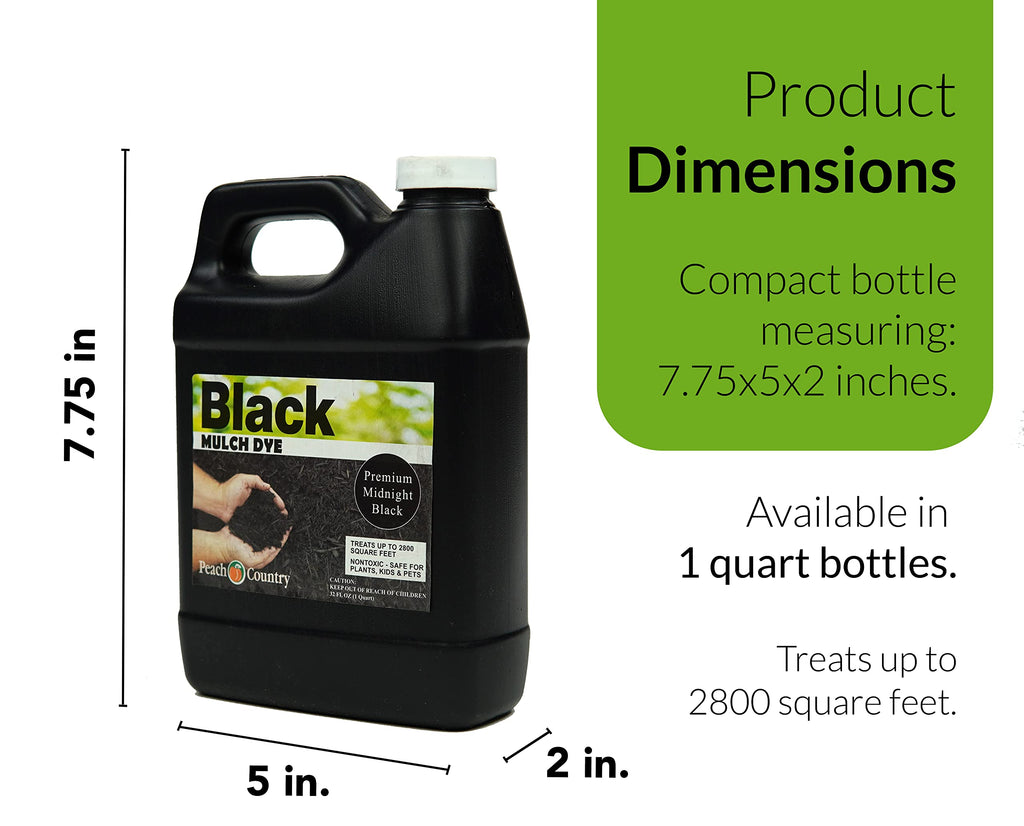 Peach Country Midnight Black Mulch Dye Color Concentrate - 2,800 Sq. Ft. - Brighten Up Your Old Mulch Beds Easily with Our Premium Mulch Dye (1 Quart, Black)