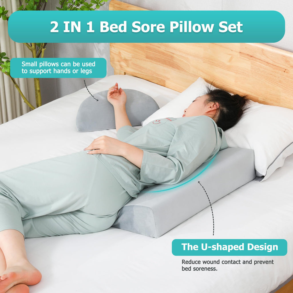 JFNoraiva Wedge Pillow for Side Sleeping, Bedsore Pressure Relief Pillow, Bed Wedge Pillows for Back Pain Relief & Post Surgery, Body Positioners Pillow for Seniors, Pregnancy, Adult(2IN1)