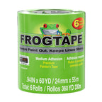 FrogTape Multi-Surface Painter's Tape with PAINTBLOCK, 1 in Wide (0.94 in x 60 yd), Quick Stick Medium Adhesion, Premium Green Painters Tape Removes Clean, 6 Roll (240659)