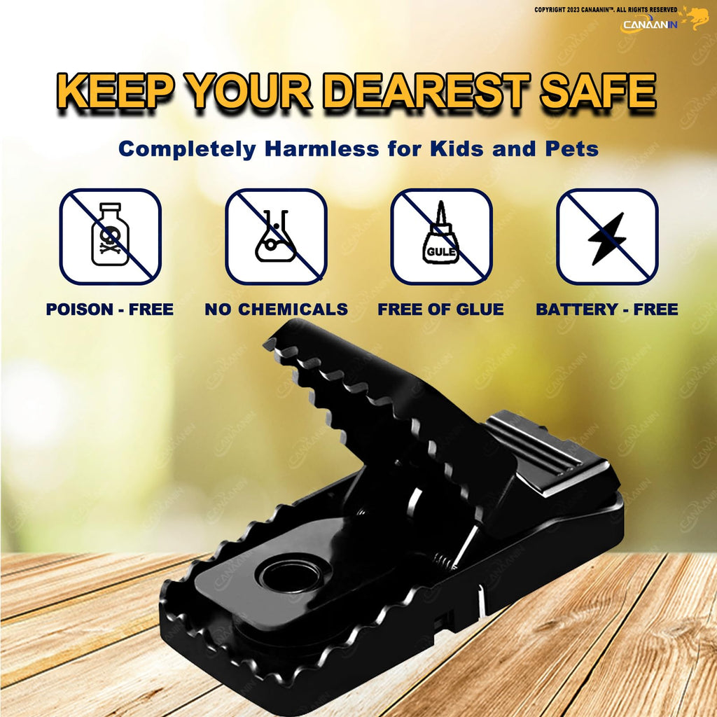 CANAANIN Large Rat Traps, Mouse Traps That Work, Excellent Traps for Gophers, Snap Traps for Indoor Outdoor, Quick Effective Sanitary Safe, Snap Trap for Mouse, Chipmunk, Safety and Friendly 6 Pack
