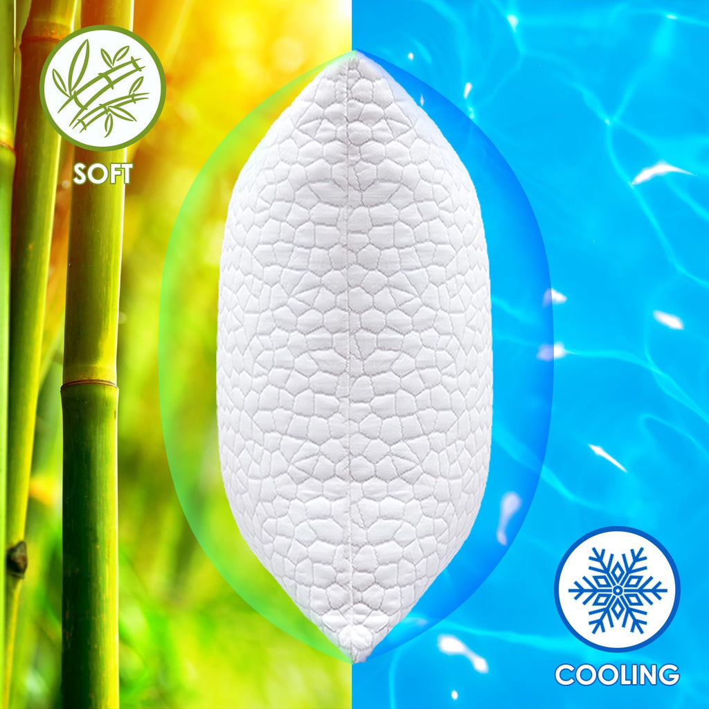 Cooling Bed Pillows for Sleeping 2 Pack Shredded Memory Foam Pillows Adjustable Cool Pillow for Side Back Stomach Sleepers Luxury Gel Pillows King Size Set of 2 with Washable Removable Cover