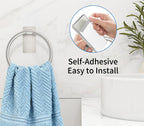 STWWO Brushed Nickel Towel Ring, Hand Towel Holder for Bathroom, Self Adhesive Hand Towel Rings for Bath, Kitchen, RV, No Drill Hole