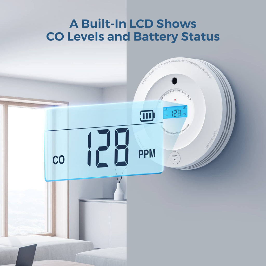 AEGISLINK Smoke and Carbon Monoxide Detector 10-Year Lifespan, Photoelectric Fire Alarm and Electrochemical CO Alarm with Test/Silence Button, with Replaceable Battery, SC240, 6 Pack