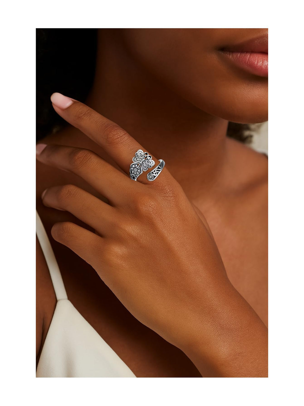 1 PC Silver Floral Open Ring for Women, Elegant Design Stacking Finger Ring, Adjustable Band for Everyday Wear, Suitable for Daily Wear and Special Occasions, Timeless Fashion Accessory