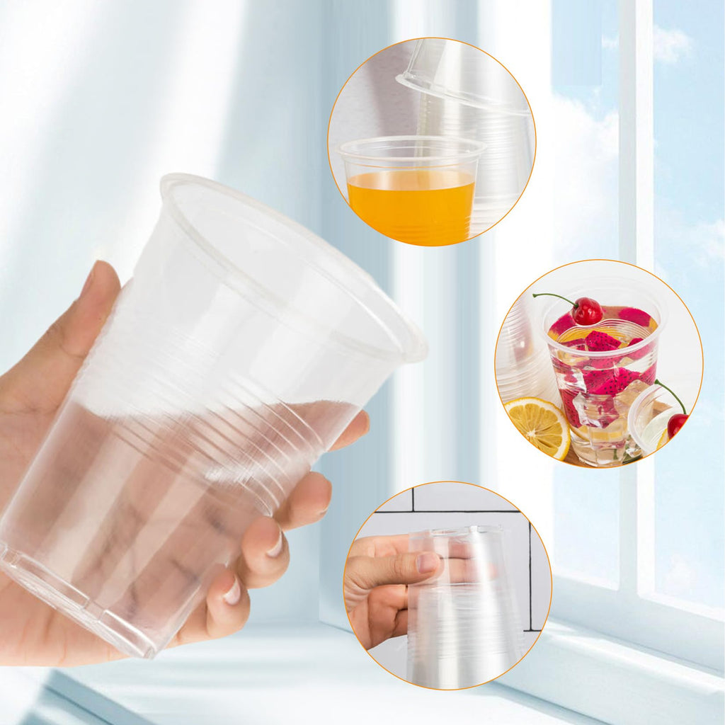 RACETOP 240 pack 16oz Disposable Plastic Cups, Clear Plastic Cups Tumblers, Plastic Cups Bulk, Transparent for Wedding, Thanksgiving, Birthday, Halloween, Christmas Party
