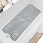 Bath Tub and Shower Mats, Non Slip 40 x 16 Inch Extra Large Bathtub Mat, Machine Washable Bathmat with Drain Holes, Suction Cups for Bathroom Floor, Gray