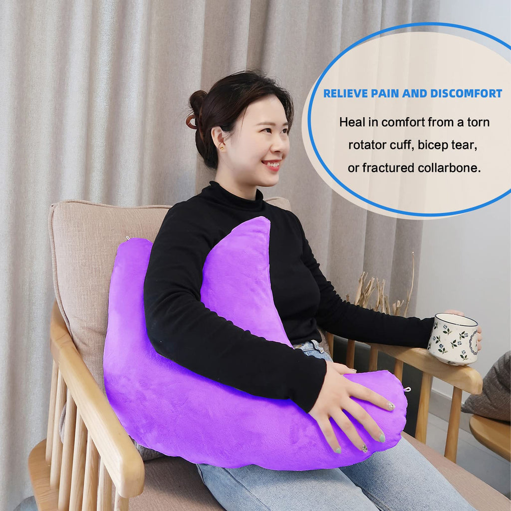 zimucxn Shoulder Surgery Pillow, Ergonomic Rotator Cuff Pillow, Comfortable Post Shoulder Surgery Pillow, Adjustable Structure Provide Support, Shoulder Pain Relief, Firm and Removable(Purple)