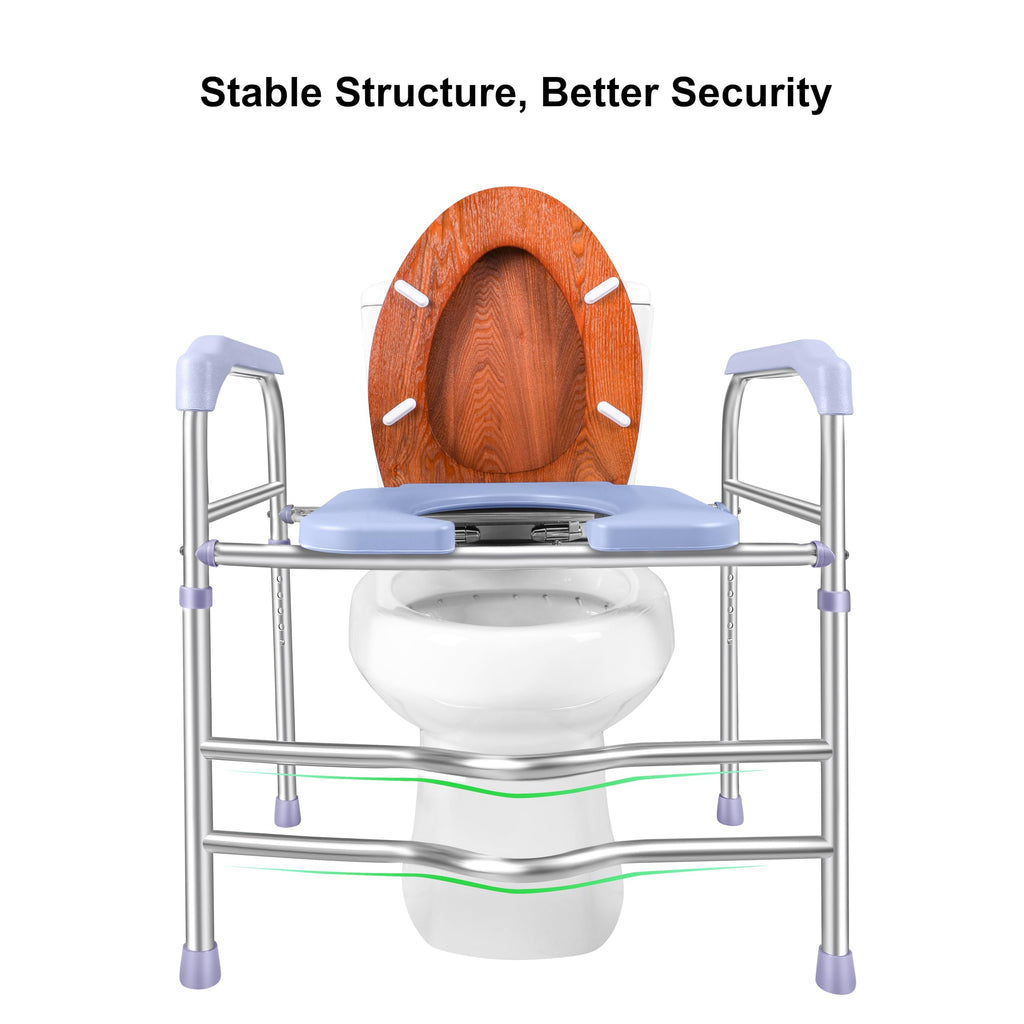 Deewow Raised Toilet Seat with Handles 400lbs, Toilet Seat Riser for Seniors with Adjustable Height, Raised Toilet Seat for Elderly, Pregnant and Handicap, Fit Any Toilet