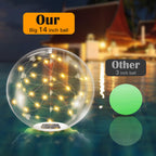afzdby Floating Pool Lights Solar Powered,14 Inch 3000K Warm White Inflatable Glow in The Dark Balls,IP68 Waterproof Led Light up for Inground Pool,Christmas Decorations Outdoor Ornaments