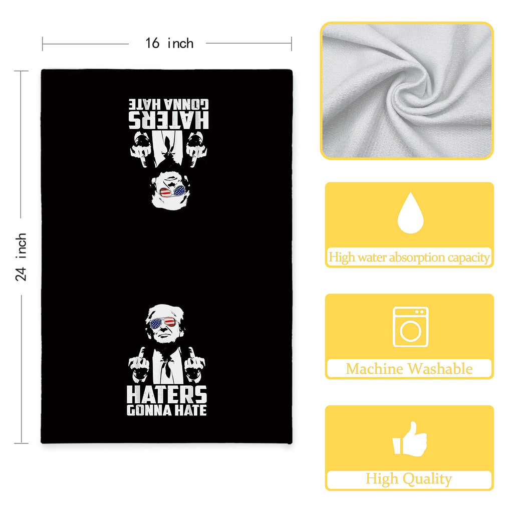 CIOJUNE Funny Trump 2024 Kitchen Towels - Haters Gonna Hate Trump Dish Towels for Kitchen, Trump Hand Towels, Trump MAGA Merchandise, Funny Trump Supporter Gifts, 16x24