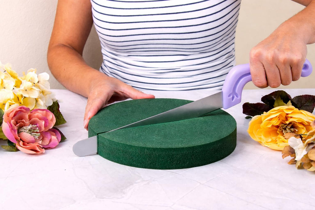 FLOFARE Floral Foam Round Blocks for Flower Arrangements, Green Florist Flower Foam for Fresh & Artificial Flowers, Wedding & Party Décor (Large 9.8)