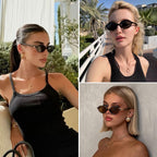 Retro Oval Sunglasses for Women Vintage 90s Y2K Trendy Designer Sun Glasses 2Pack