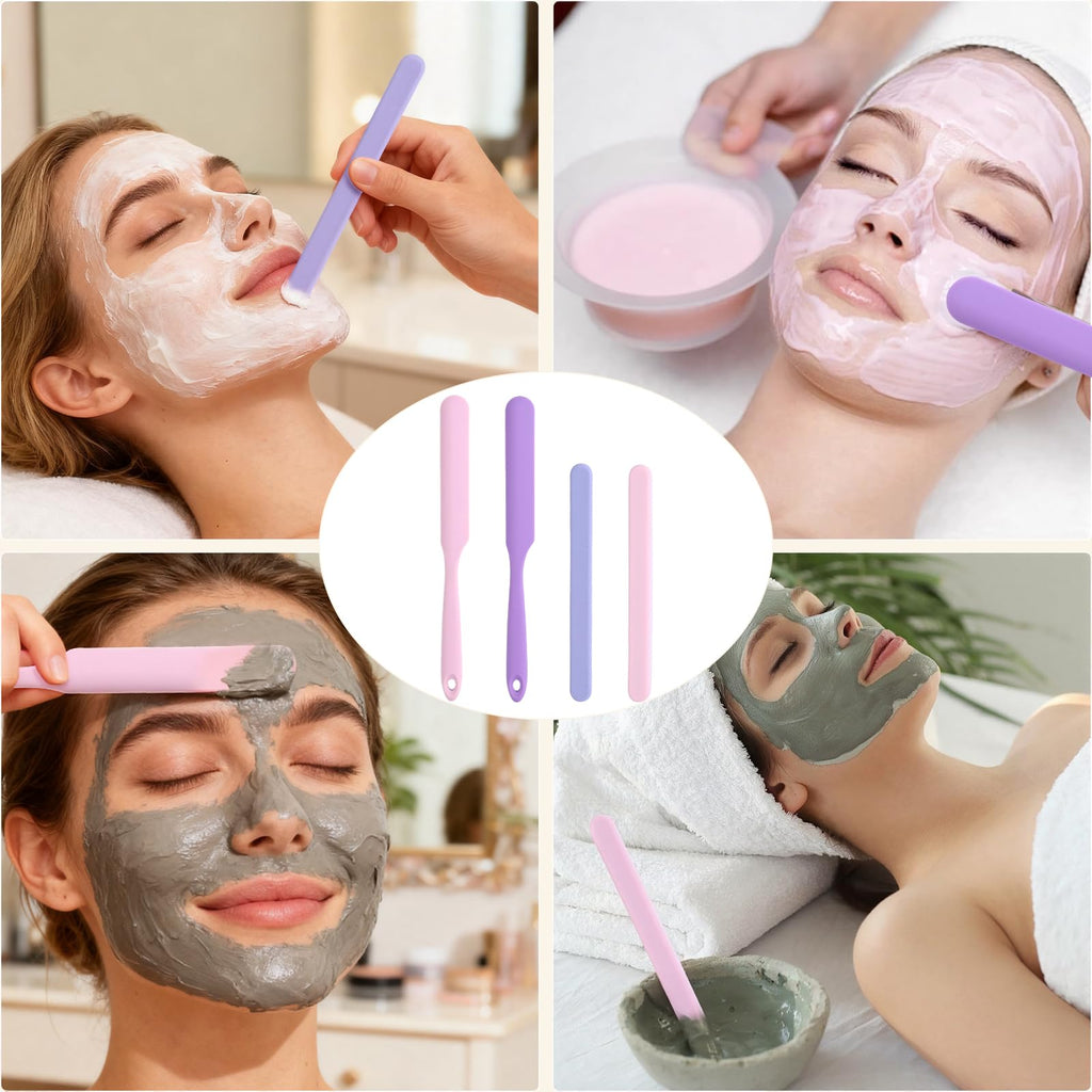 4PCS Silicone Wax Stick, Reusable Non Stick Waxing Applicator, Hair Removal Waxing Spatulas, Popsicle Sticks for Beauty Cosmetics Home Salon Body Use
