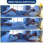 Side Sleeper Pillow for Adults, Cervical Pillow for Neck and Shoulder Pain, Ergonomic Contour Pillow, Cooling Shredded Memory Foam Pillow Curved Bed Pillow, Queen Size Set of 2, Extra Fill Included