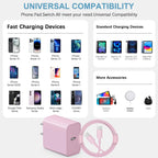 iPhone Charger, Fast Charging USB Type C ,Charge Block for iPhone 16,16 Plus, 16 Pro Max, 15, 15 Pro Max, iPad Pro/AirPods , Pink