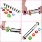 Rolling Pin and Pastry Baking Mat Set, Rolling Pins with Adjustable Thickness Rings, Stainless Steel Dough Roller for Baking Fondant, Pizza, Pie, Pastry, Pasta, Cookies (Black Mat)