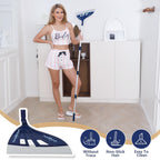 Heilo Magic Broom Sweeper Household Silicone Broom, Multifunction Squeegee with 2 Heads Brush and Scrape, Magic Broom with Extra-Long Adjustable Aluminum Handle for Floor, Glass, Tile (Ocean Blue)
