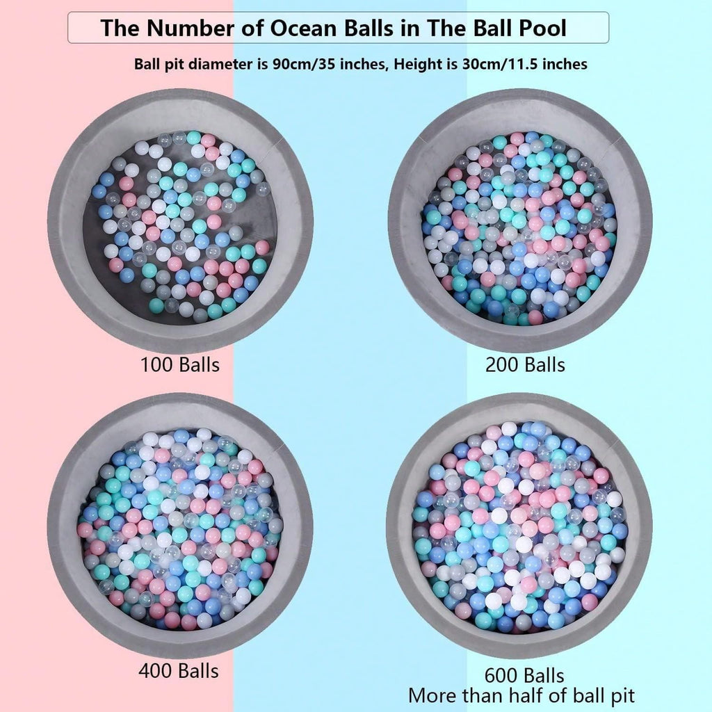 MoonxHome Ball Pit Balls for Toddlers, BPA Free Crush Proof Plastic Toy Balls for Ball Pit, Children's Water Toys, Ideal Gift for Christmas for Play Tent 2.15" Pack of 100 White Clear and Light Grey